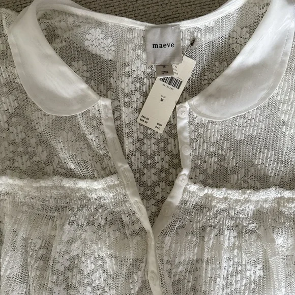 Anthropologie Maeve short sleeve sheer lace babydoll 🤍 - Picture 6 of 6